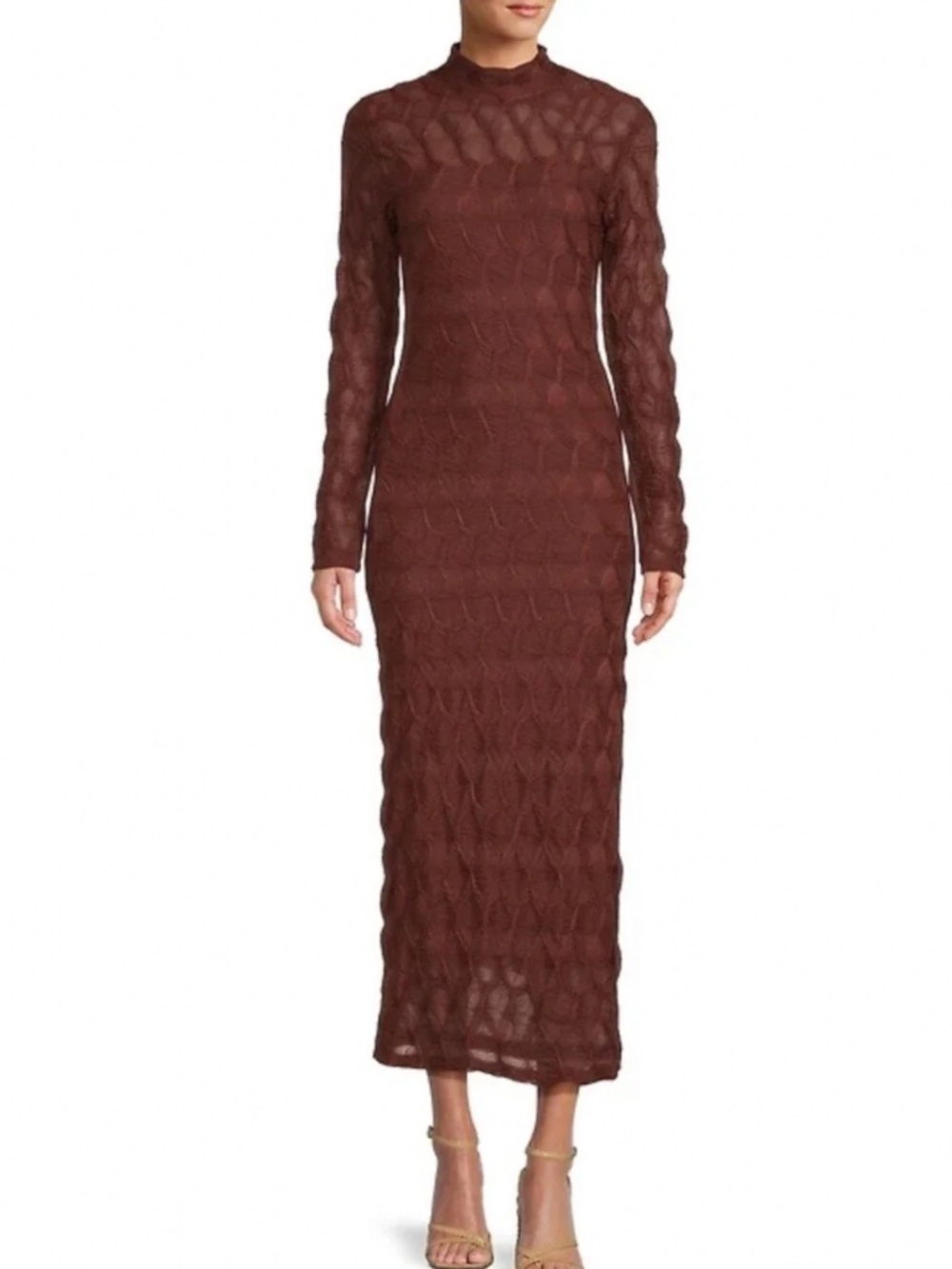Antonio Melani Katelyn Long Sleeve Turtleneck Puckered Jacquard Maxi Dress